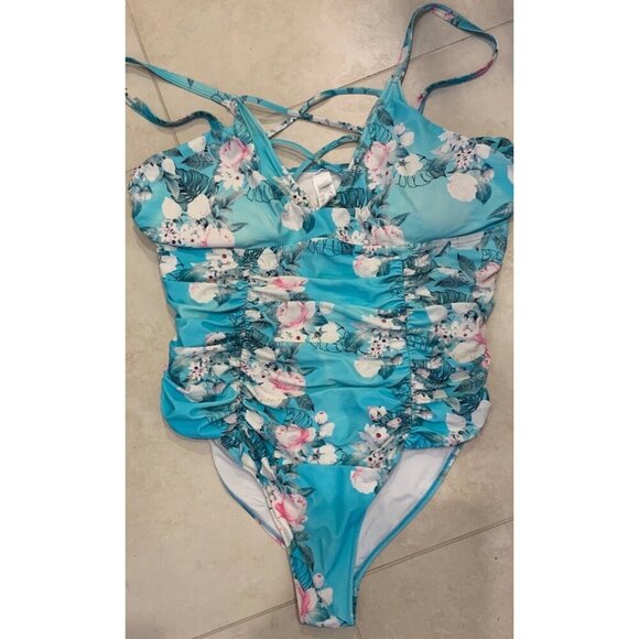 Cupshe bathing swim suit size 4 X  floral excellent throughout - Picture 1 of 4